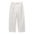 Witte heren jeans met wijde pijpen, hoge taille en een recht model in denim katoen - S / Wit
