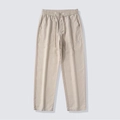 Pantaloni casual beige in lino ad asciugatura rapida con coulisse e tasche laterali cargo - S / Albicocca