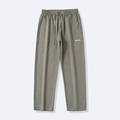 Pantaloni casual grigio-verdi in cotone e lino con vita elastica e grandi tasche applicate - S / Verde Militare