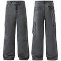 Pantalón cargo vaquero para hombre en gris humo lavado con pernera recta y multibolsillos - 3XL / gris oscuro