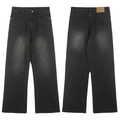 Vintage gewassen zwarte flare jeans voor heren met wijde pijpen en vervaagd effect - S / Zwart