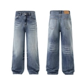 Retro-gewaschene eisblaue High-Waist-Jeans mit geradem Bein und weitem lockeren Schnitt - 3XL / Eisblau