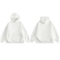Classic pure white heavy-weight oversized hoodie with front and back view details - M / White