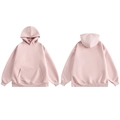 Light pink heavyweight hoodie for men and women featuring front kangaroo pocket and ribbed cuffs - M / Pink