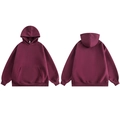 Burgundy oversized heavy cotton hoodie with kangaroo pocket shown in a flat lay view - M / Burgundy