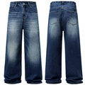Jeans in denim lavaggio vintage a vita alta con gamba larga e vestibilità ampia - Taglia S / Pantaloni e gonne / Blu scuro