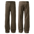 Jean droit marron en coton avec délavage vintage et écusson arrière en cuir noir élégant - EU 28 / Marron