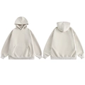 Classic beige oversized heavyweight hoodie featuring front kangaroo pocket and ribbed cuffs - M / Apricot