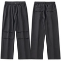 Schwarze Herren Freizeithose mit plissierten Knien und Taschen mit Klappen - S / Schwarz
