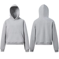 Sudadera gris con capucha corta y bolsillo canguro, vista frontal y posterior - S / Gris Mezcla