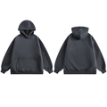 Front and back views of a heavy dark grey hoodie with kangaroo pocket and ribbed cuffs - M / Dark Gray