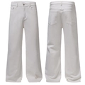 Jeans bianchi classici a gamba larga per uomo e donna con un taglio dritto minimalista - S / Bianco