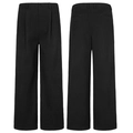 Vorder- und Rückansicht der schwarzen Wide-Leg-Hose im Vintage-Stil mit hoher Taille - S / Schwarz
