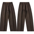 Pantaloni cargo uomo marrone scuro a gamba larga con vita elastica e coulisse - 3XL / Marrone