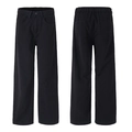 Classic black high-waist straight-leg trousers with elastic waist and pocket details - 3XL / Black
