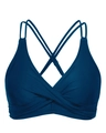 Dark blue v-neck bikini top with crisscross back straps and front twist detail - S / Dark Blue