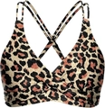 Sexy leopard print bikini top with cross-straps and plunging neckline detail - Leopard Print