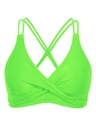 Fluorescent green bikini top with cross straps and twisted front design details - Grass Green