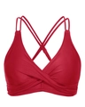 Cross-back red bikini top with adjustable straps and front twist knot detail - Red