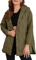 Detail of army green quilted puffer jacket featuring side slits and metal snap buttons - S / Army Green