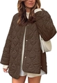 Detail shot of the side slit and wave quilting on this loose brown cotton jacket - S / Tops / Coffee