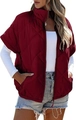Detail of burgundy quilted vest featuring diamond stitching and front zipper closure - Dark Red