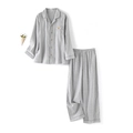 Pigiama in cotone a righe con camicia a maniche lunghe e pantaloni coordinati - S / Righe Grigio Sottile (Uomo)