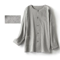Grey cotton brushed flannel patient care shirt with round neck and easy-fasten buttons - Velcro Men's Gray Houndstooth Top