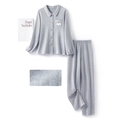 Pijama gris acolchado de tres capas con bordado de pájaros para parejas ropa de casa - M / Gris