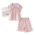 Pyjama en coton à carreaux roses pour enfants avec broderie lapin et volants doux - 120 / Ensemble Short Manches Courtes / Ensemble Short Manches Courtes Vichy Rose