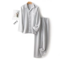 Set pigiama in cotone trapuntato con motivo pied de poule, maglia a bottoni e pantaloni - S / Plaid Grigio Uomo
