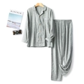 Pijama de algodón de doble capa gris para parejas con estampado de peces - M / Gris Jaspeado de Hombre