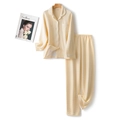 Set pigiama da donna in cotone con motivo pied de poule giallo, maglia e pantaloni - M / Donna Quadri Giallo