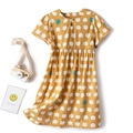 Girl's ginger cotton short sleeve nightgown featuring cute hedgehog and polka dot prints - 120 / Yellow