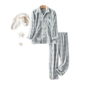 Thick flannel plaid pajama set with button-down top and trousers for kids and adults - 110 / Boys Gray Plaid