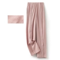 Pink cotton patient care pants with elastic waist and side button closure for easy wear - Velcro Women's Purple Pink Houndstooth Pants