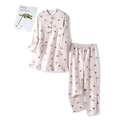 Roze geruite kinderpyjamaset van warm katoen met berenprint en ruches details - 130 / Mistig Roze Set