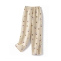 Gevoerde gele geruite pyjamabroek met schattige beer- en bloemmotieven - 130 / Cheese Yellow Pants