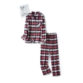 Pyjama en flanelle à carreaux rouge et noir avec chemise boutonnée et pantalon - Style À Carreaux Rouge Femme (LCC178)