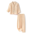 Kinder-Pyjama-Set aus gebürsteter Baumwolle mit orangefarbenem Karomuster und Knöpfen - 120 / Gelb Kariert