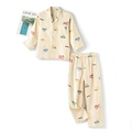 Pyjama pour enfants en coton pur avec imprimés de véhicules colorés sur fond beige - 120cm / Style Voiture Jaune (LZ2791)