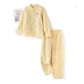 Ensemble de pyjama matelassé jaune à carreaux pour femme avec poches et broderie - M / Carreaux Jaunes