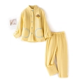 Pyjama thermique 3 couches pour enfants en polaire jaune avec broderie chien pour l'hiver - 130 / Jaune