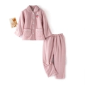Ensemble de pyjama thermique matelassé rose à carreaux avec broderie fraise - 120 / Rose à Carreaux