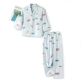Pyjama pour enfants en coton bleu avec imprimé mignon de voitures et camions - 110cm / Style Voiture Bleue (LZ2791)