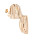 Pyjama thermique épais à carreaux jaune et blanc avec broderie canard pour enfant - 120 / Carreaux Jaunes