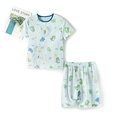 Kids light blue cotton short pajama set with cute green cartoon dinosaur print - 120cm / Blue Dinosaur Short Sleeve Style (LZ2865)