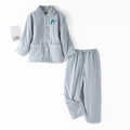 Pyjama thermique enfant à carreaux bleus et blancs avec broderie dinosaure - 120 / Bleu à Carreaux