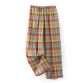 Men's and women's colorful plaid pajama pants in double-layer cotton with drawstring - Men's Rainbow Plaid Trousers