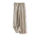 Classic cream and black vertical striped pajamas pants with elastic drawstring waist - Men's Black & Cream Striped Trousers